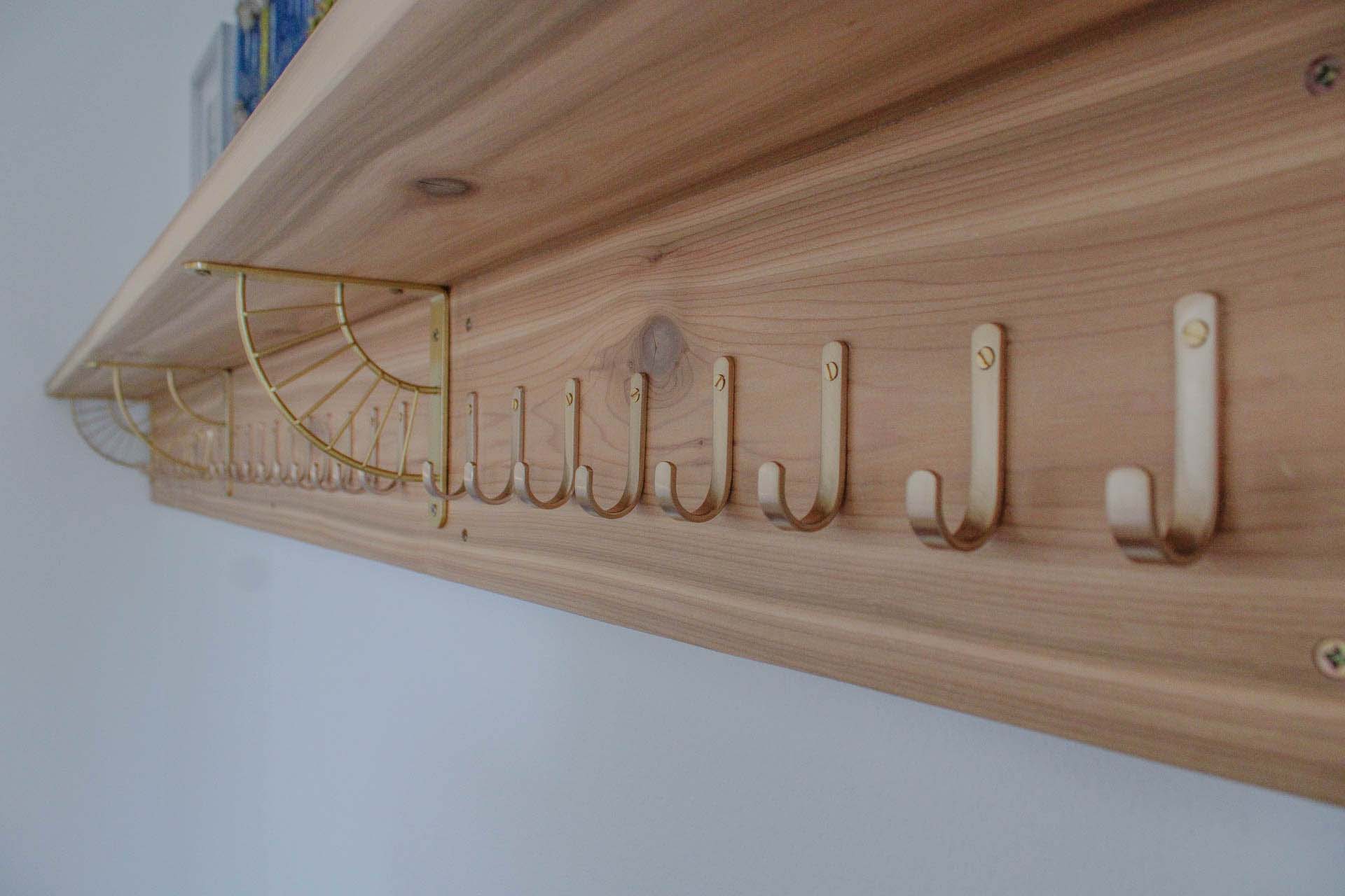 A stylish, modern coat rack